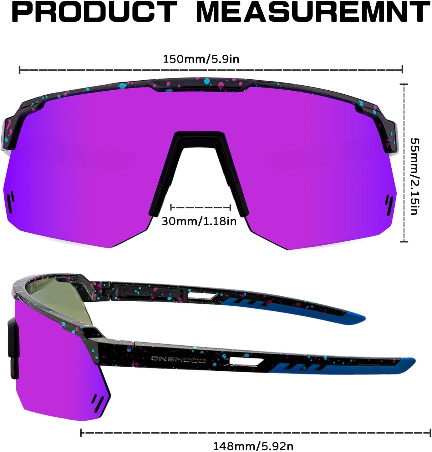 QLIFE Gafas de sol polarizadas para hombres y mujeres, protección UV400, gafas deportivas para jóvenes, gafas para béisbol y correr