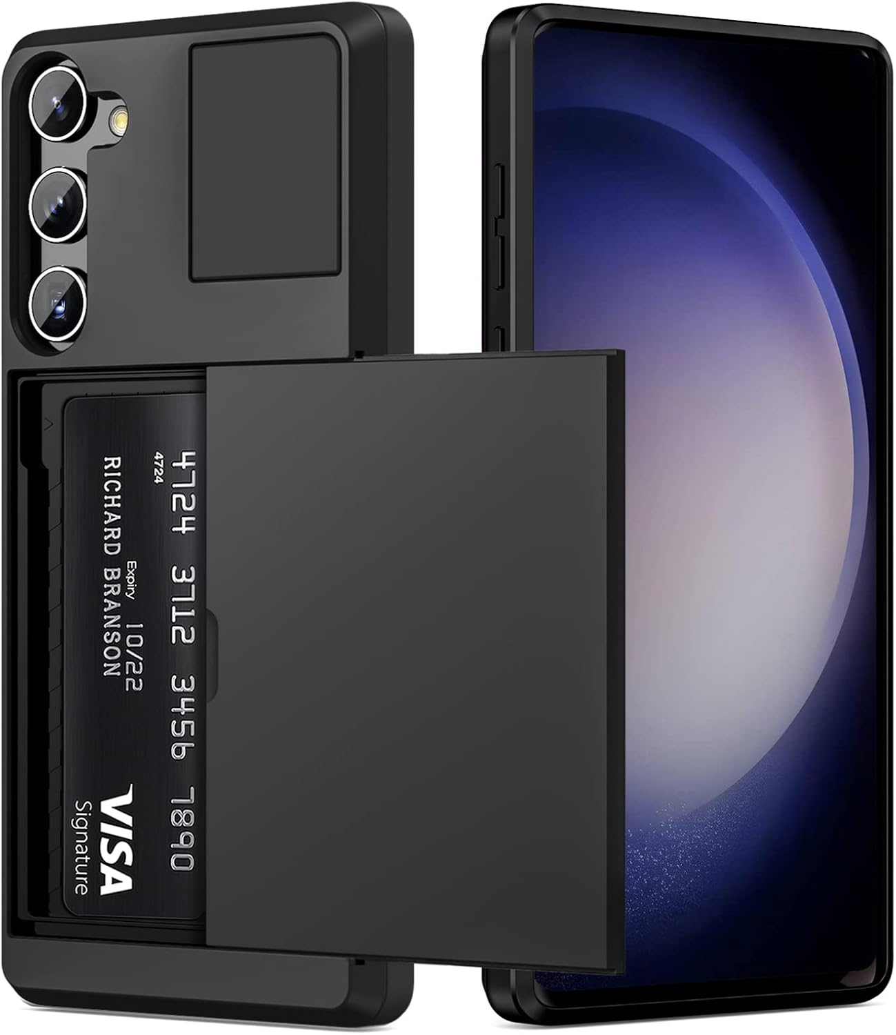 Vofolen Funda para Samsung Galaxy S23, tarjetero para tarjeta de crédito, ranura para identificación, puerta corredera, bolsillo oculto, para