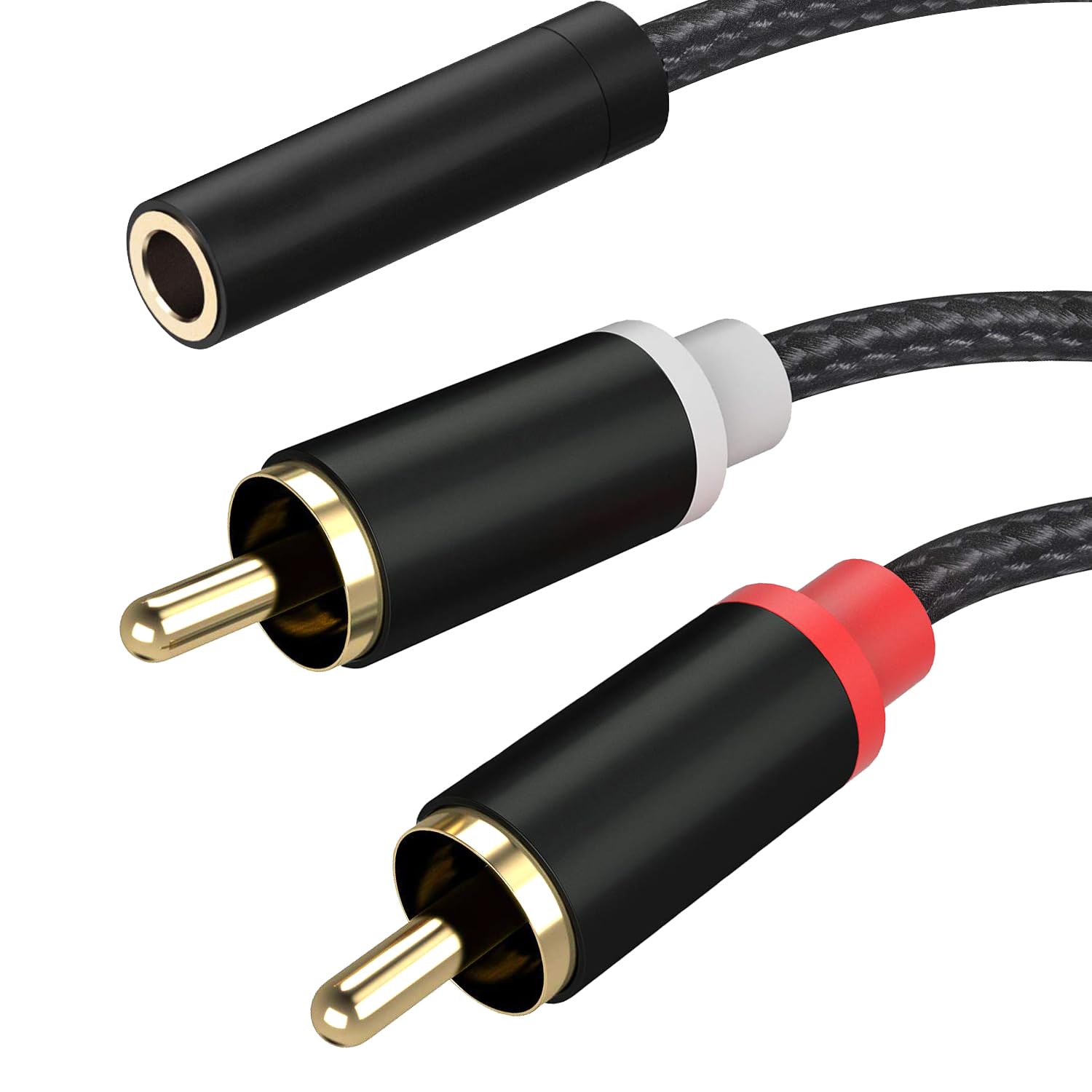 Cable estéreo hembra de 0.138 in a 2 RCA macho, cable auxiliar auxiliar en Y bidireccional de 0.138 in a RCA, adaptador chapado en oro compatible