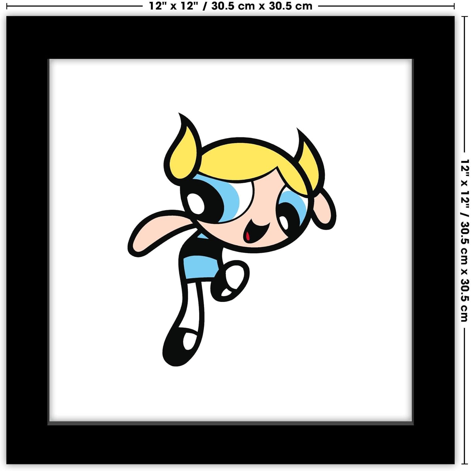 Trends International Gallery Pops Cartoon Network The Powerpuff Girls – Arte de pared de burbujas, versión enmarcada negra, 12 x 12 pulgadas