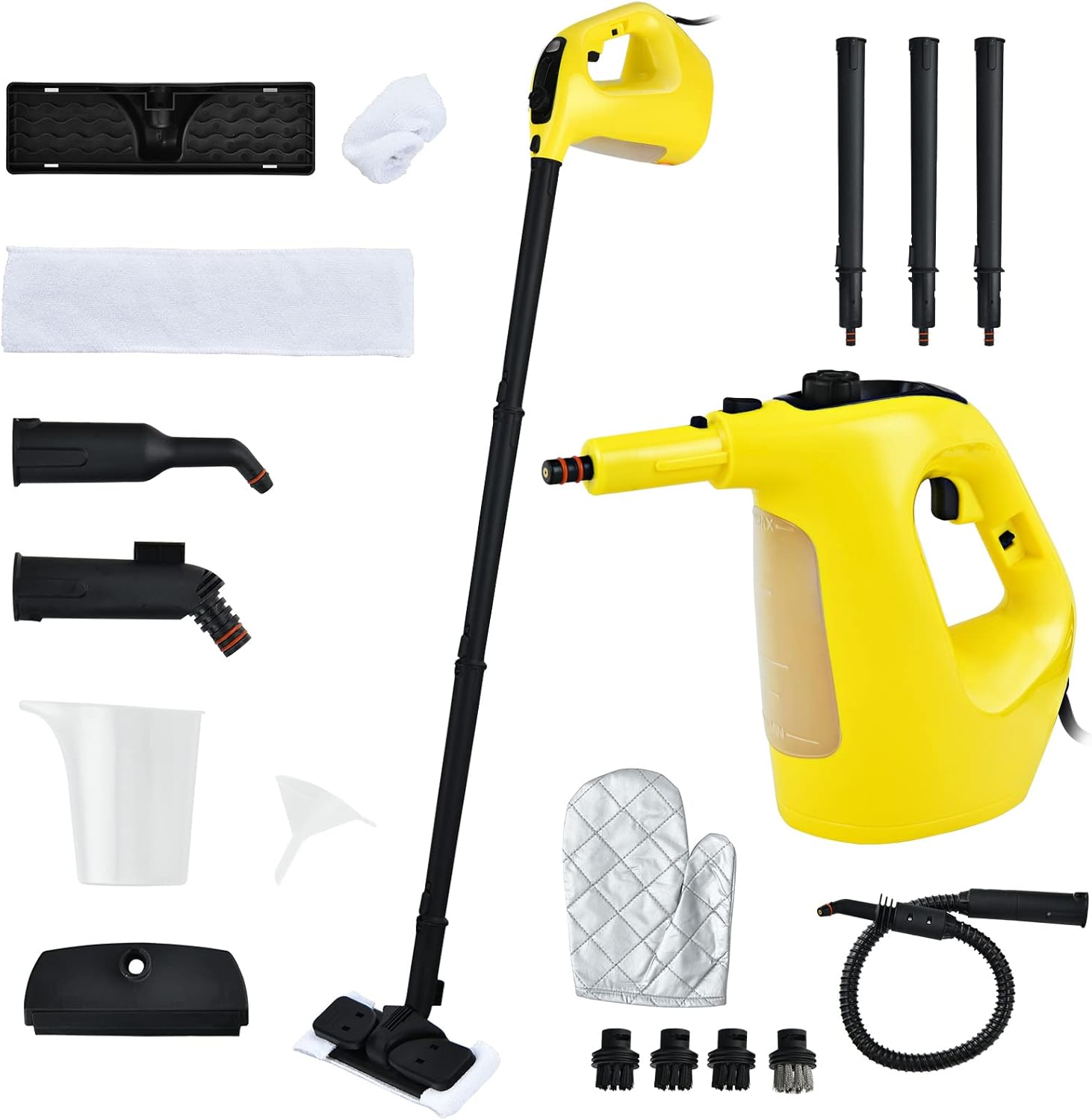 S AFSTAR Limpiador de vapor de mano, vaporizador presurizado de 1400 W con accesorios de 14 piezas y bloqueo para niños, mopa de vapor portátil