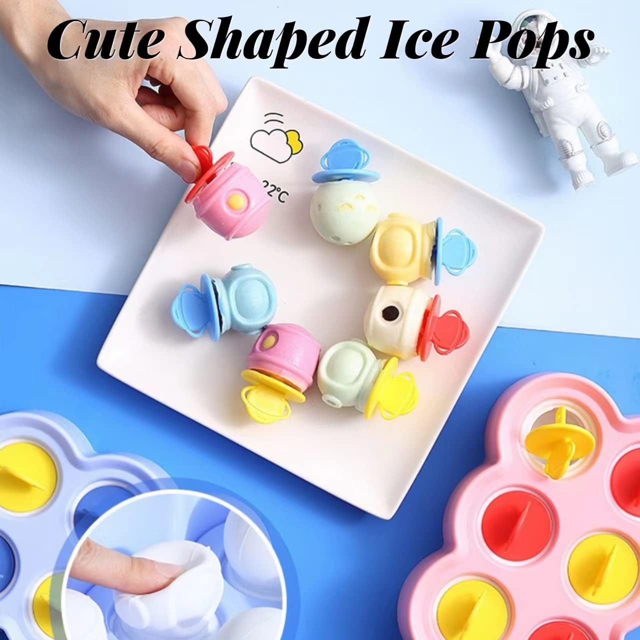 Space Astronauts – Juego de 6 moldes de silicona para hacer paletas de helados, moldes de helado congelados, accesorios de cocina, fácil liberación,