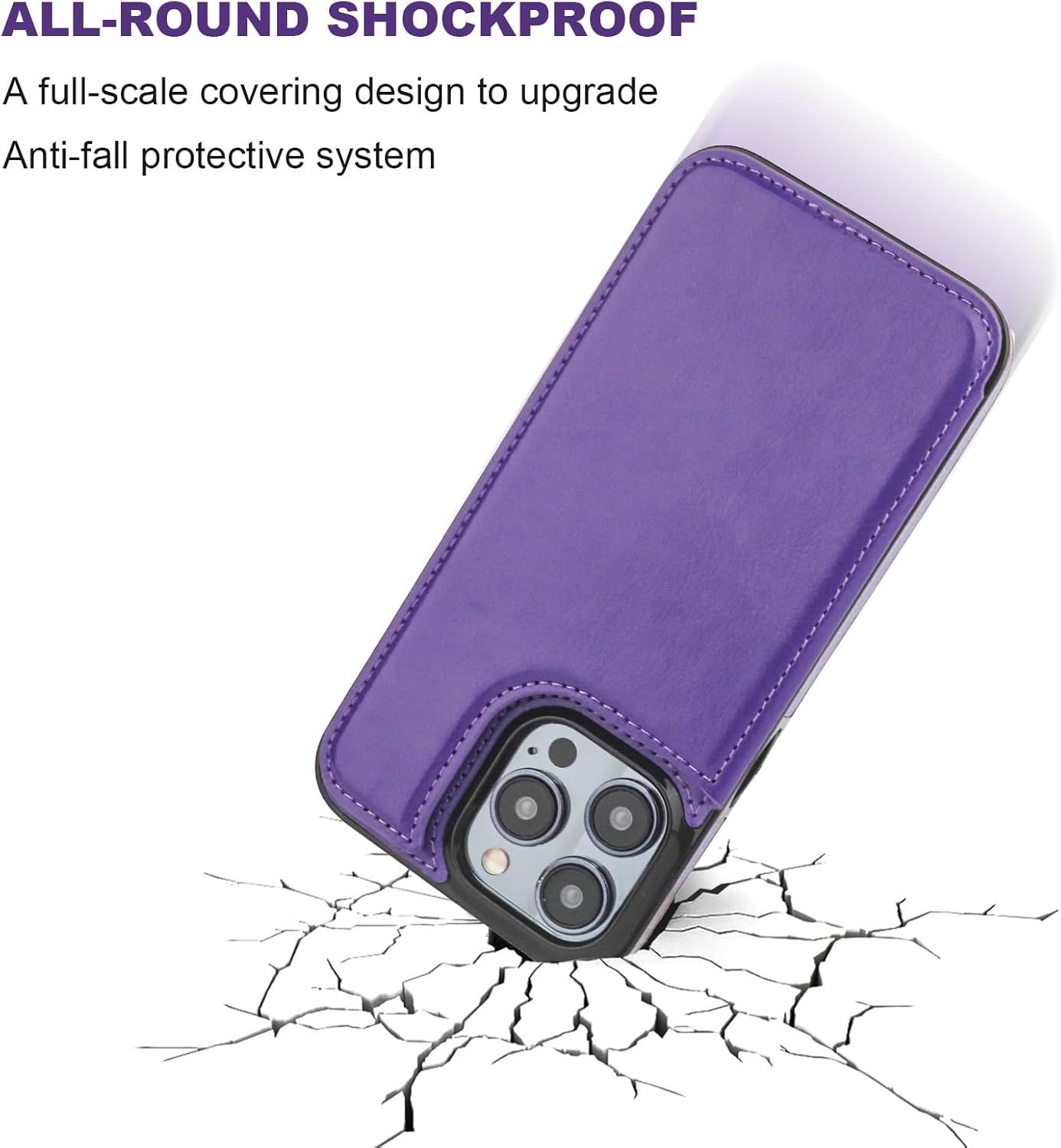 Funda tipo cartera compatible con iPhone 15 Pro Max con soporte para tarjetas, funda de piel sintética con ranuras para tarjetas, doble cierre