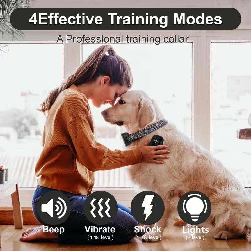 GUIASIPULE Collar de entrenamiento impermeable con 4 modos de entrenamiento seguros, collar E de perro de 2600 pies con control remoto (para perros