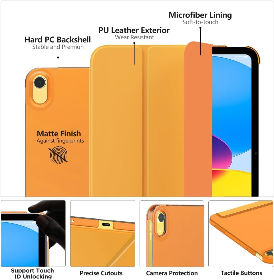 MoKo Funda para iPad de 10. generación 2022, delgada, de policarbonato duro, translúcida, carcasa trasera para iPad de 10.9 pulgadas 2022,