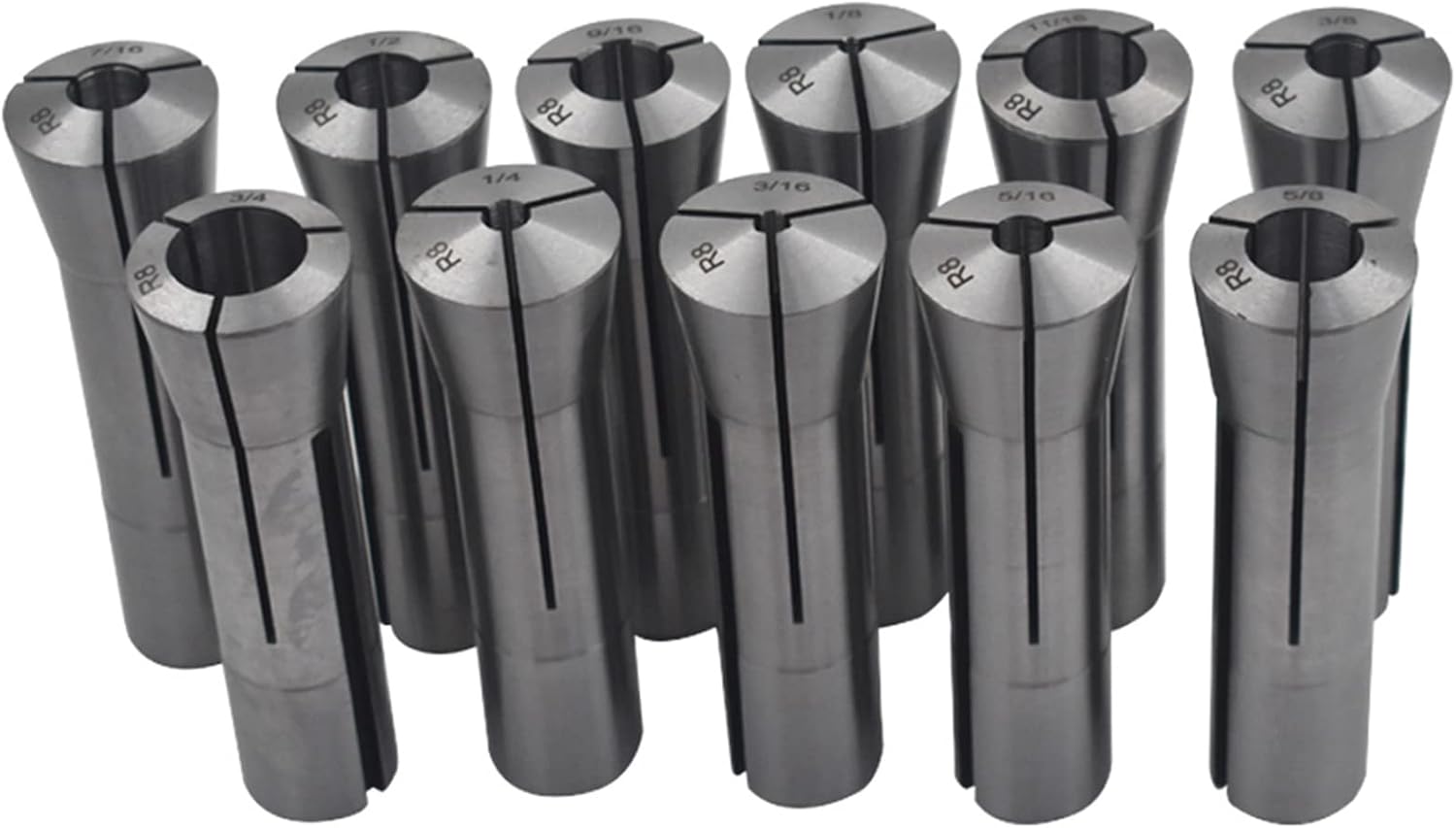 Juego de pinzas R8 de 18-34 de pulgada para varios orificios de husillo de molino R8 0.0006 TIR paquete de 11