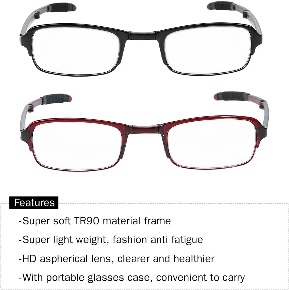 Gafas de lectura, hombres y mujeres 1.01.52.02.53.03.54.0, vidrio presbípico de lectura plegable y portátil (2.5-rojo)