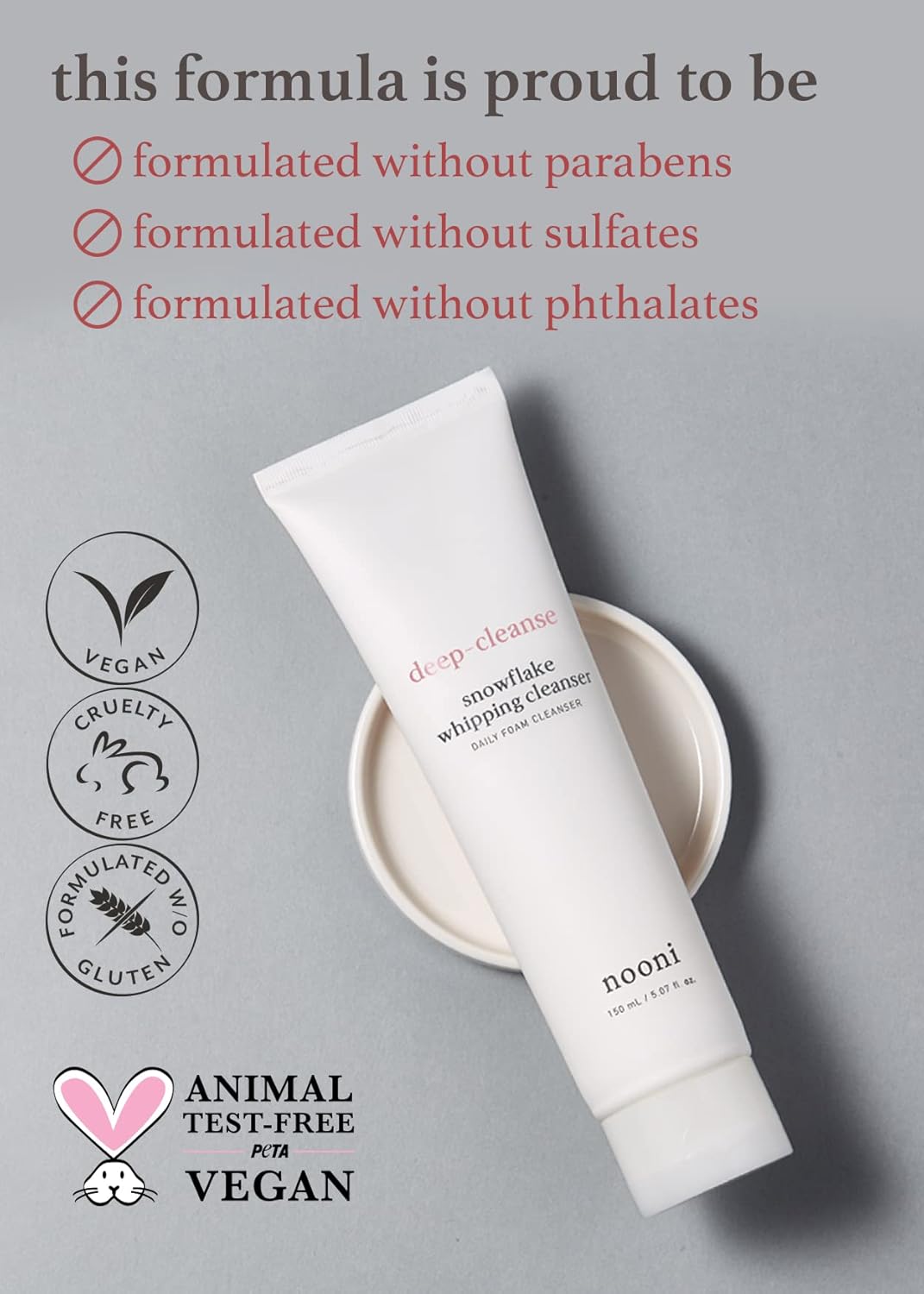 NOONI Daily Face Wash  Limpiador batidor de copo de nieve  Espuma, nutre, refina y elimina impurezas, para todo tipo de piel, 5.07 onzas líquidas