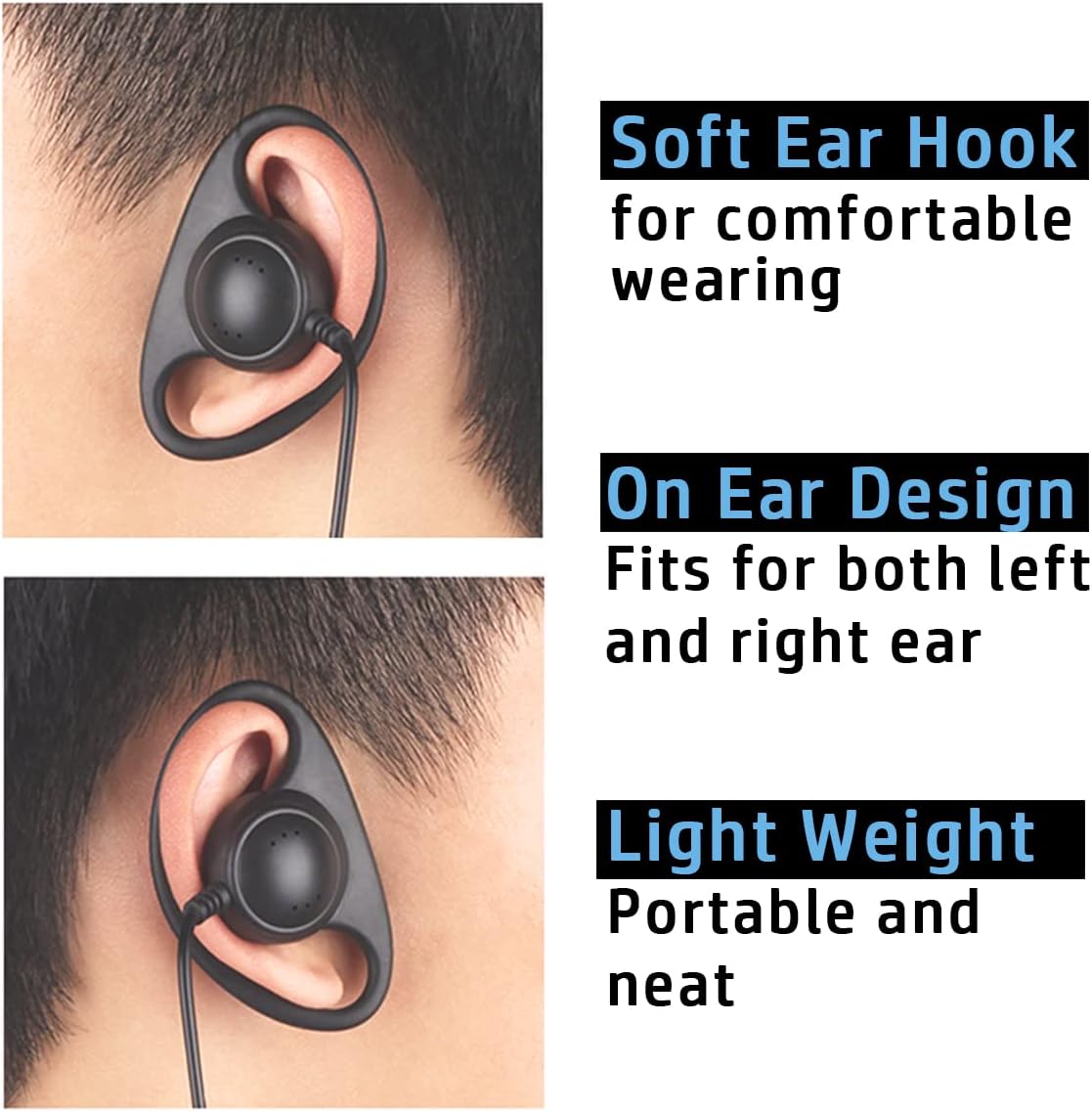 2 auriculares estilo D MicPTT para Cobra microTalk Radio ACXT145 ACXT345 ACXT545 ACXT645 ACXT645 ACXT1035R RX380 RX680 AM245 AM246 AM645 AM646 AM845