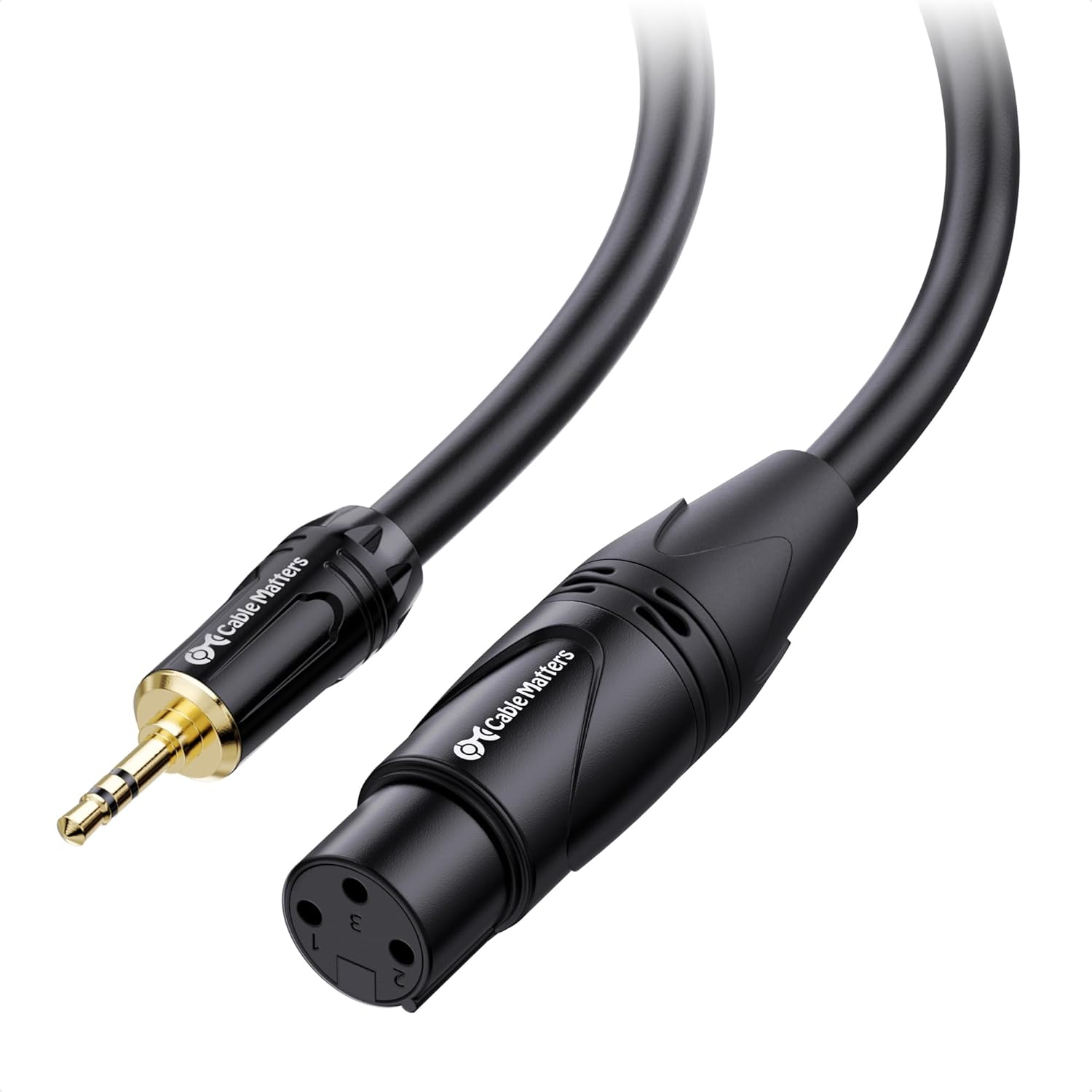 CABLE MATTERS (18 pulgadas) Cable desequilibrado de 3.5 mm a XLR (cable XLR a 3.5 mm) macho a hembra