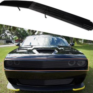 Rejilla frontal negra Billet compatible con Dodge Challenger Phantom 2015-2021 (revestimiento de polvo negro + parte superior principal) Rejilla frontal negra Billet compatible con Dodge Challenger Phantom 2015-2021 (revestimiento de polvo negro + parte superior principal)