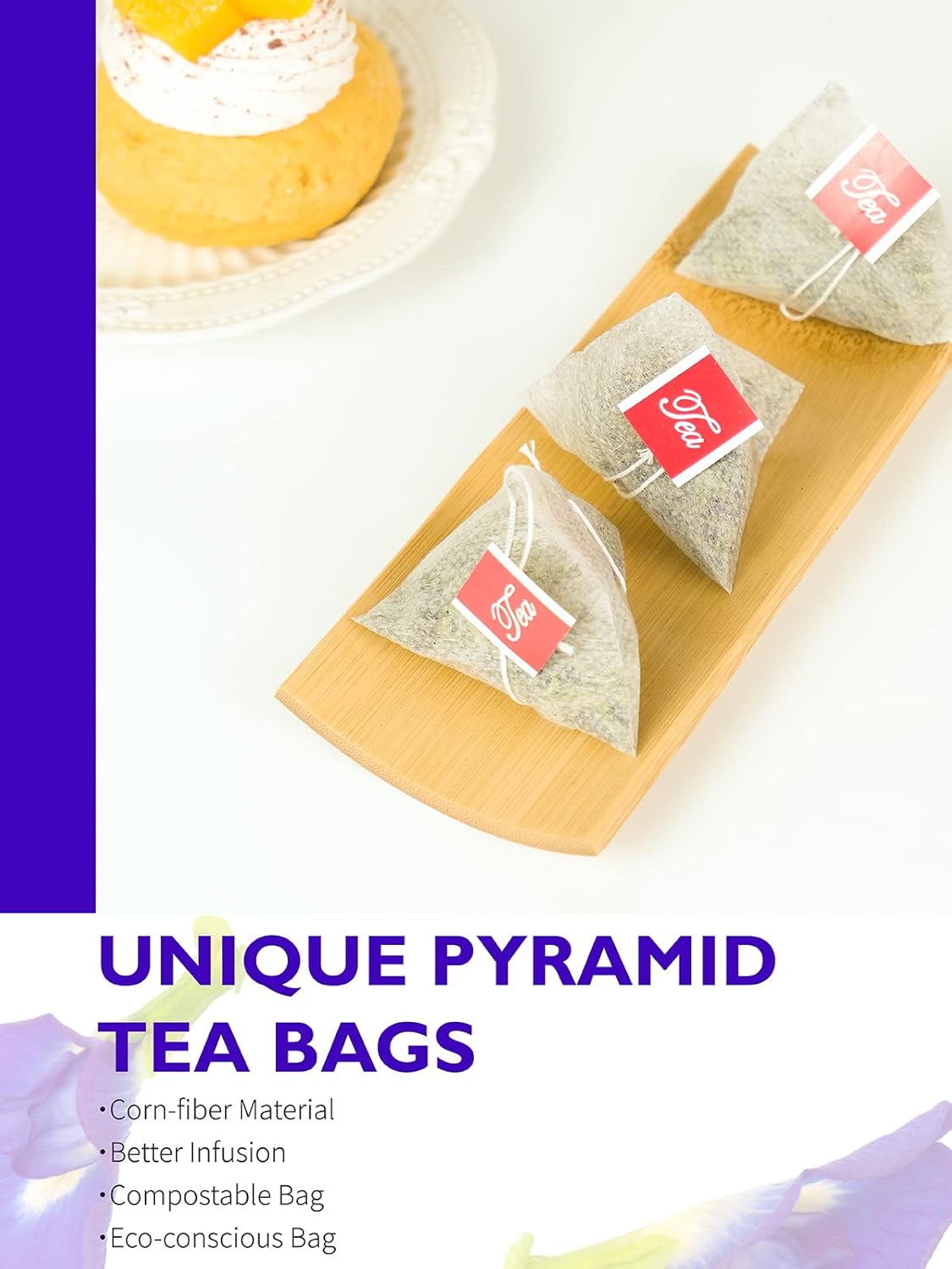 TeeLux Bolsas de té de flores de guisante de mariposa, té de guisante de mariposa natural, flor de guisante de mariposa seca de primera calidad para
