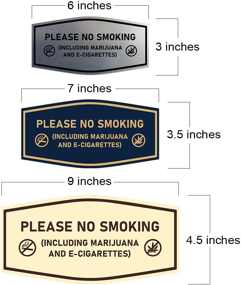 Signs ByLITA Fancy Please NO SMOKING (incluyendo marihuana y cigarrillos electrónicos) Letrero (oro cepillado) – Grande