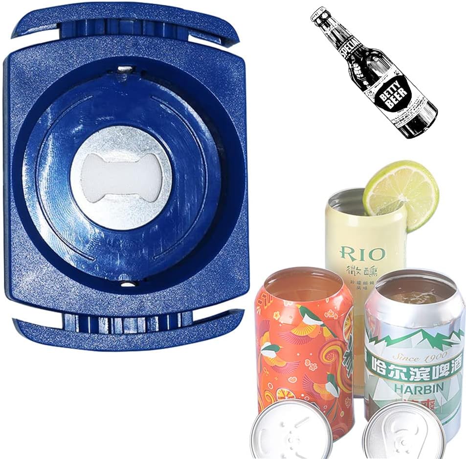Two-in-one Blue Manual Cutting Can Opener for Beer, Iced Coffee, Soda, Canned Wine & Cocktails, Energy Drinks Can Top Remover for 8-19 Oz Beverage