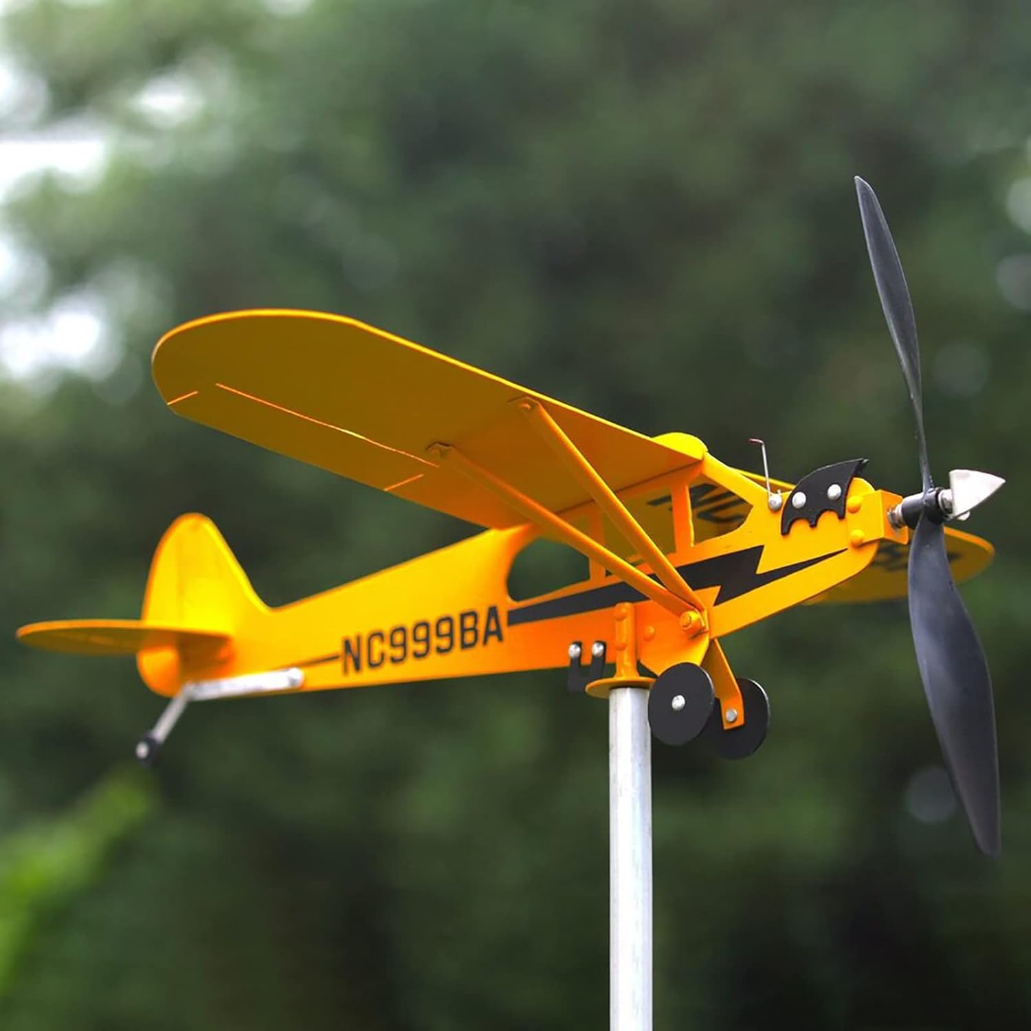 Piper J3 Cub – Veleta de viento de avión, molino de viento de metal, molino de viento de metal, molino de viento de jardín, veleta para jardín,