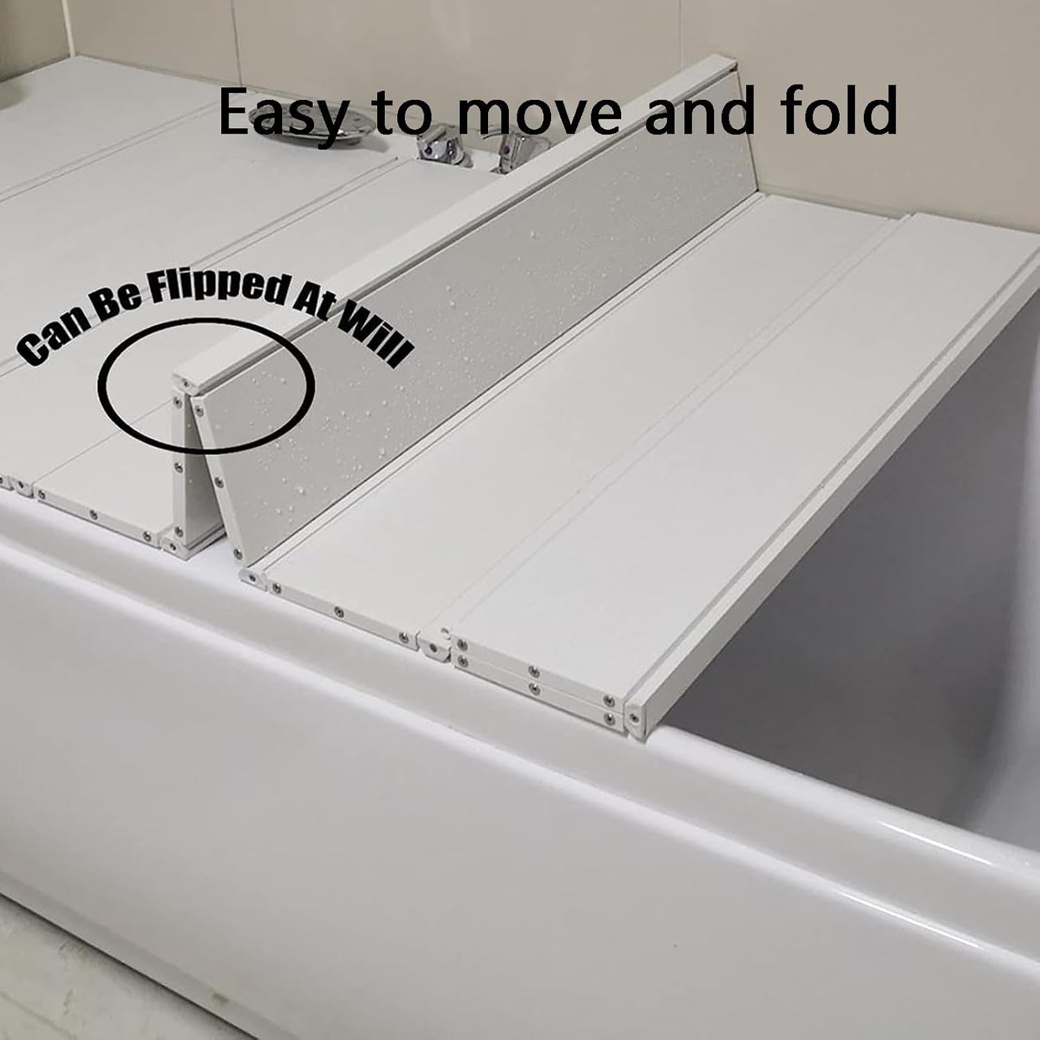 Cubierta de bañera plegable a prueba de polvo con persianas de 0.2 in de grosor impermeable para baños, spa, bujnie personalizable (color  blanco,