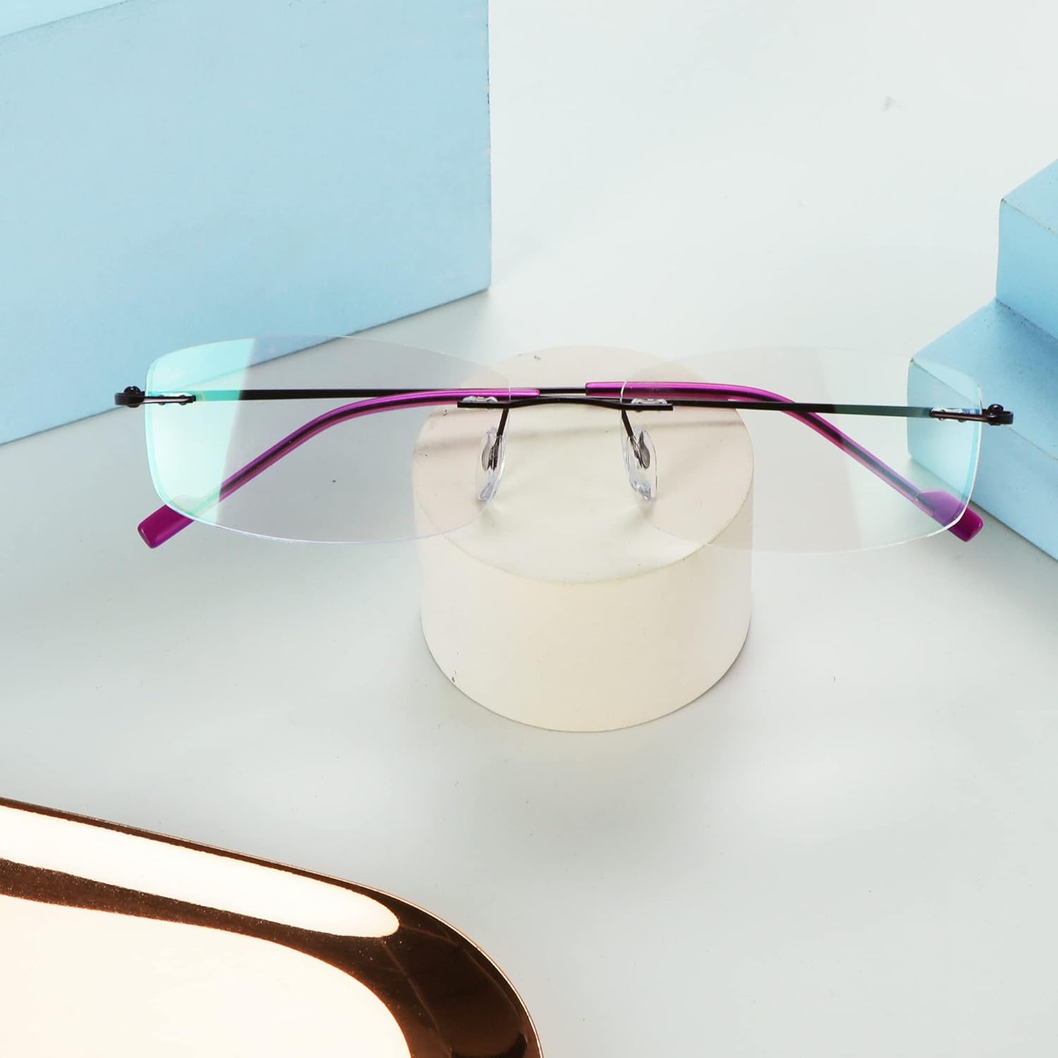 LifeArt Lentes de bloqueo de luz azul, anteojos de lectura para computadora, anti rayos azules, reducen la fatiga ocular, marco sin montura tintada
