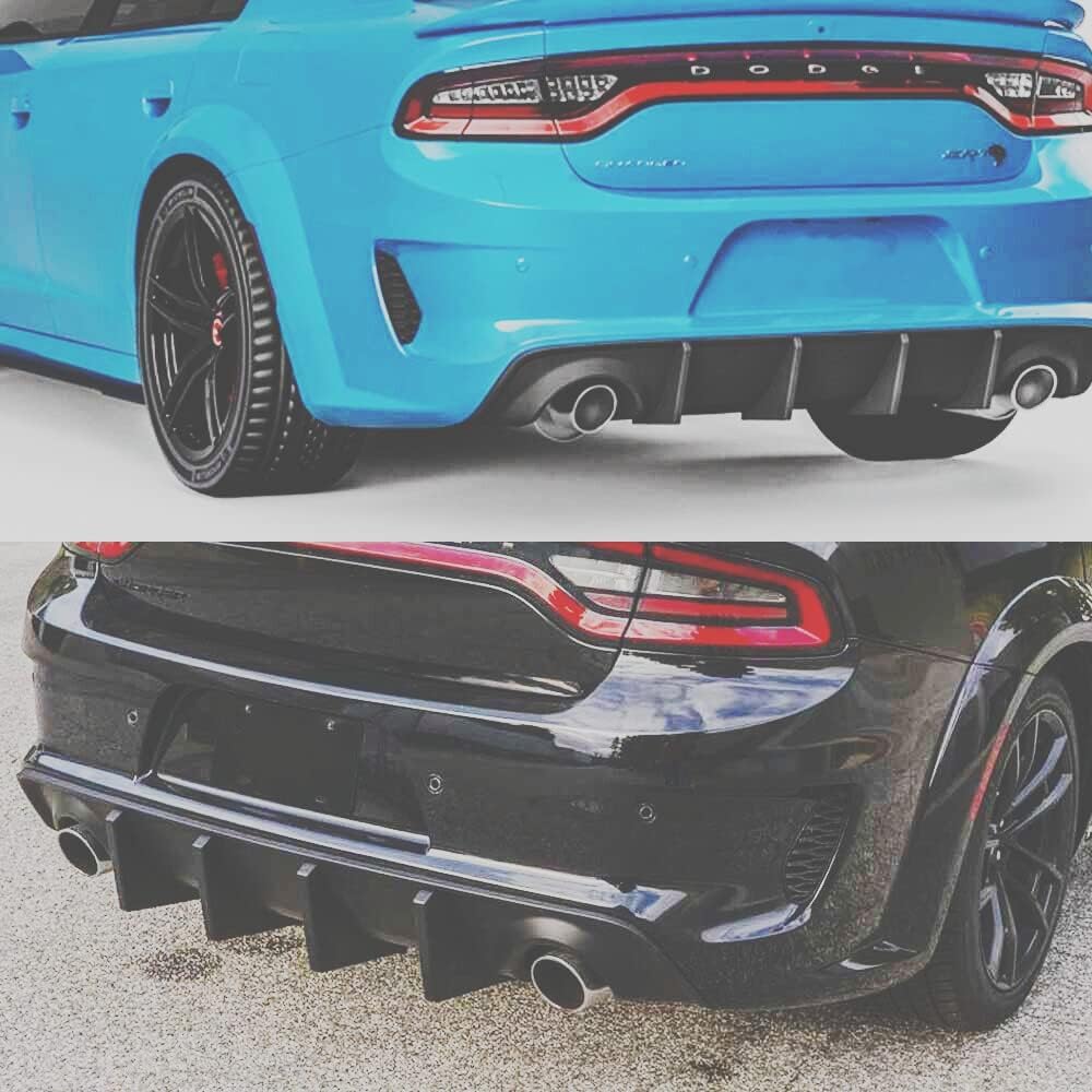 Difusor de parachoques trasero compatible con Dodge Charger SRT 2015-2022 Scat Pack Daytona OE estilo cenefa divisora de cuerpo trasero (negro