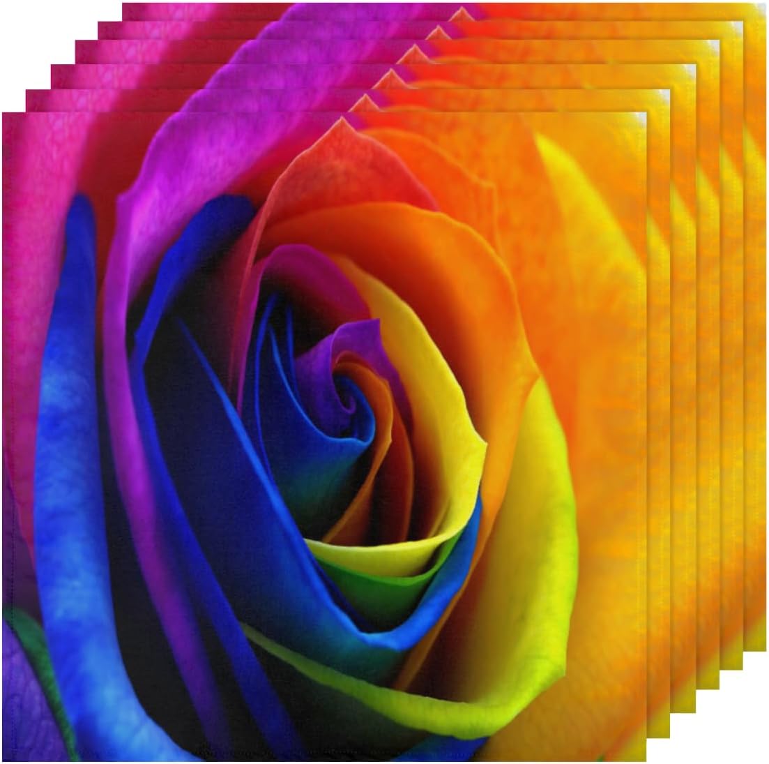 Cloth Napkins Set of 6 Colorful Rose 20×20 Inch Cloth Napkins Rainbow Rose Washable Reusable Kitchen Dinner Napkins Table Decor for Wedding, Holiday