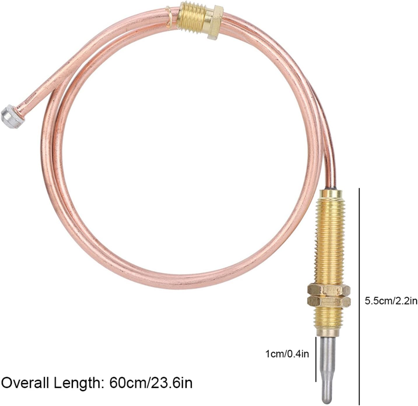 Restokki Piezas de repuesto para fogatas de termopar, rosca M8 para quemador de gas, sonda de termopar de 23.622 in, calentador al aire libre,