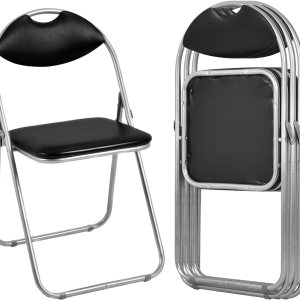 ARLIME Paquete de 4 sillas plegables, acolchado plegable Chiar, silla plegable de metal con mango de agarre adicional, sillas plegables negras para ARLIME Paquete de 4 sillas plegables, acolchado plegable Chiar, silla plegable de metal con mango de agarre adicional, sillas plegables negras para
