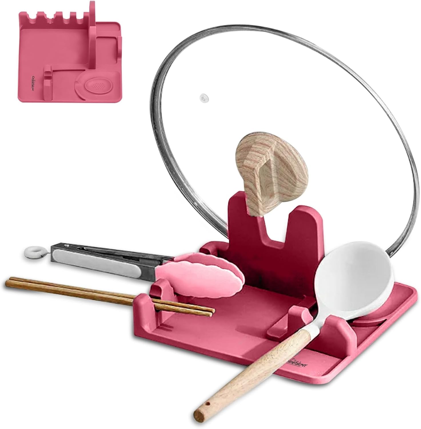 Soporte para utensilios de silicona 3 en 1, organizador de estufa con almohadilla de goteo, resistente al calor, soporte para cucharas con soporte