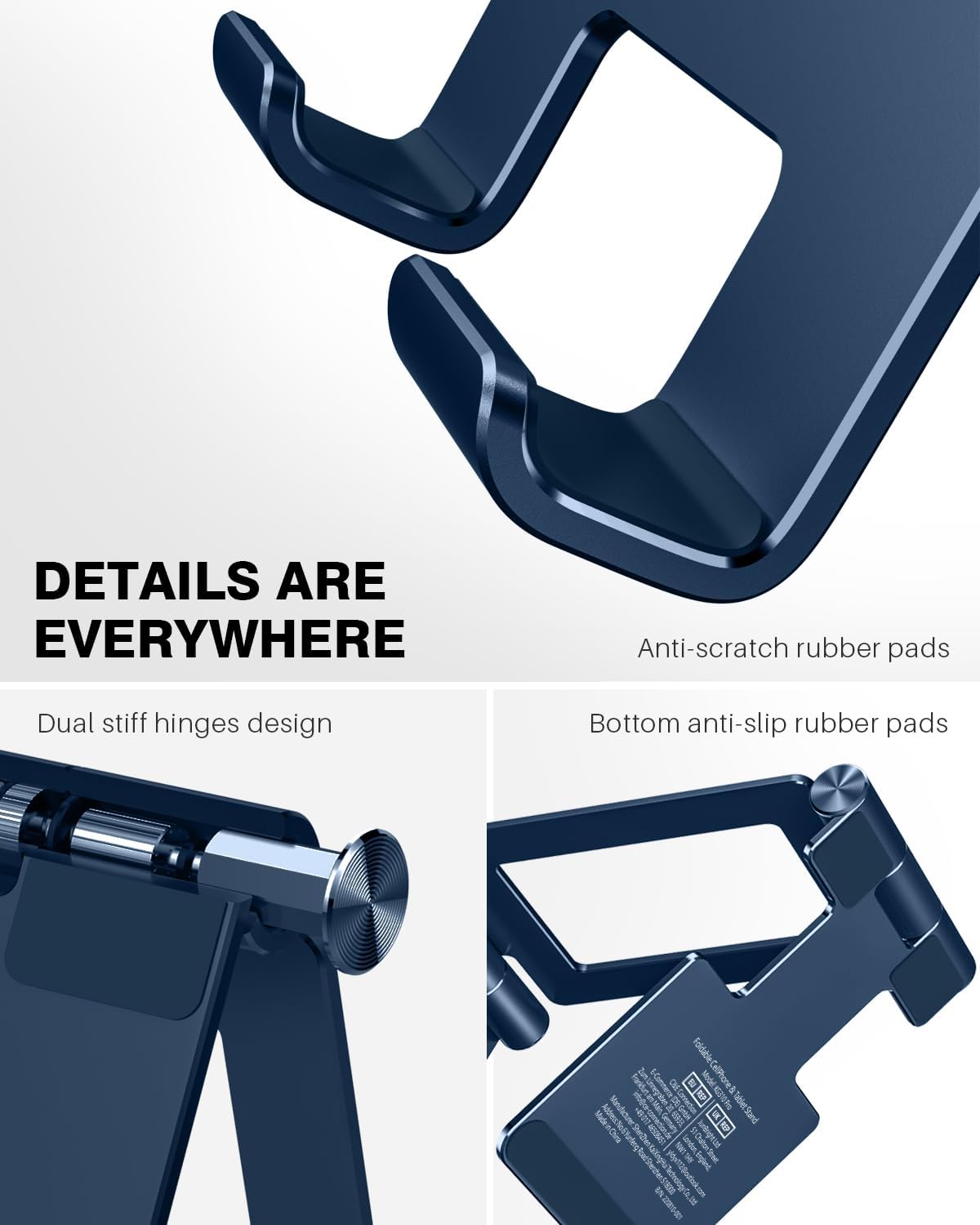 Anozer Soporte para tablet, ajustable y plegable de aluminio para iPad, diseñado para iPad Air 54 2022, para iPad Mini 65, iPad 10.2, iPad Pro