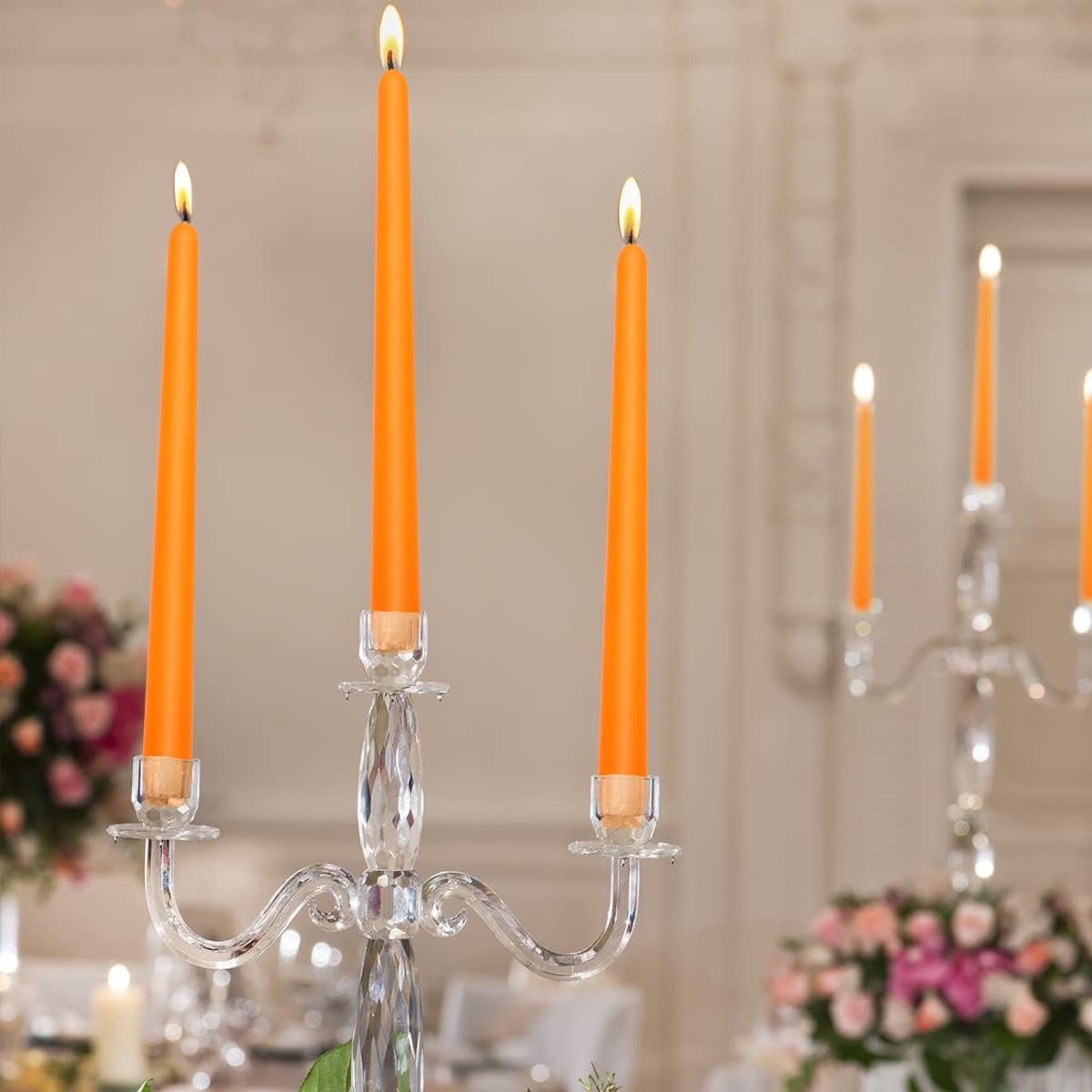 20 velas cónicas naranjas, candelabros delgados de 10 x 78 pulgadas, ideales para Halloween, cosecha de otoño, cena, fiesta y emergencia