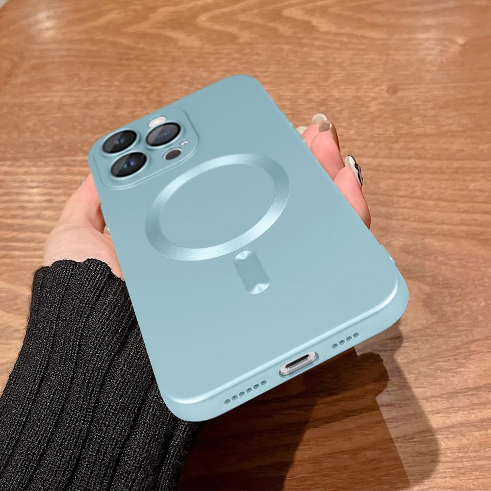 MOWIME Funda magnética compatible con iPhone 15 Pro compatible con Magsafe protector de lente de cámara delgada a prueba de golpes protección contra