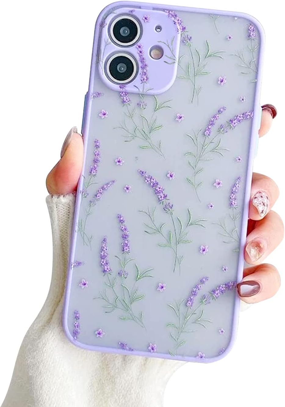 Ownest Funda compatible con iPhone 11 para iPhone 11 con diseño de flores, transparente esmerilado, parte trasera de policarbonato floral, para