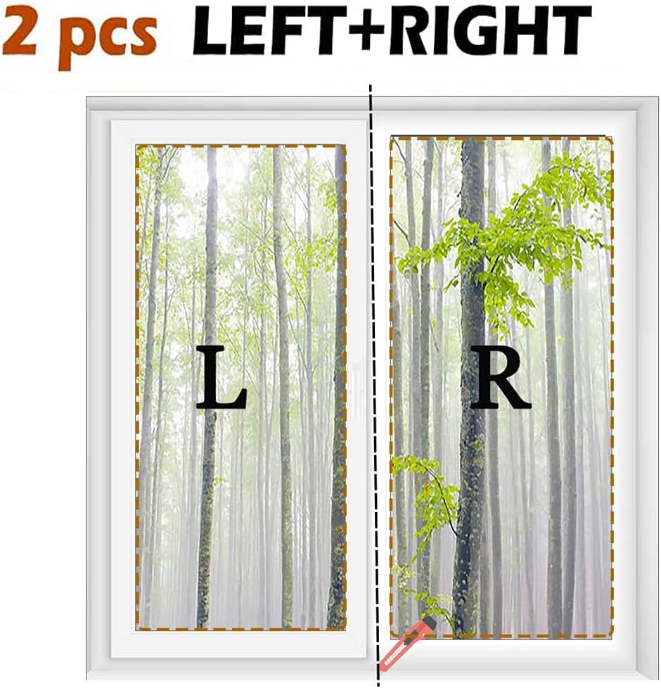 Juego de 2 películas esmeriladas para ventana, diseño de bosque brumoso, plantas de selva brumosa, árboles de bambú, película esmerilada para