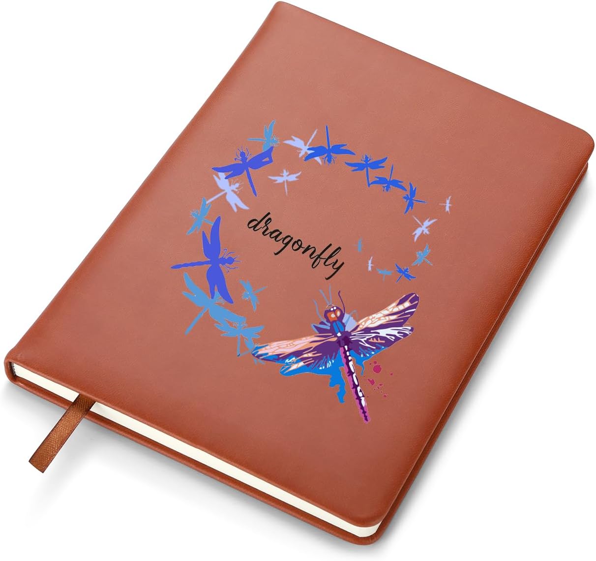 LBWCER Cuaderno de tapa dura, cuero sintético, cuaderno de escritura clásica, 100 páginas rayadas, diario de recuerdo de libélula (libélula)