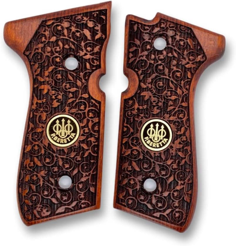 Puños de madera para Beretta 92FS, 92, 92F, 92A1, 92FS INOX, 92G, 92D, 96, 96D, 96A1, M9, M9A1 Cachas para 0.354 in Beretta 92FS