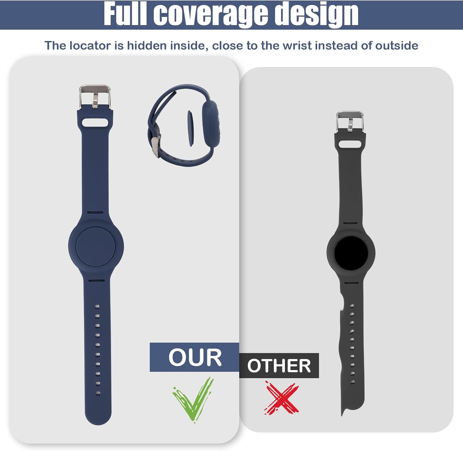 NQEUEPN Pulsera para niños Airtag, pulsera de silicona impermeable para niños, correa de reloj suave ajustable para Airtag para niños pequeños