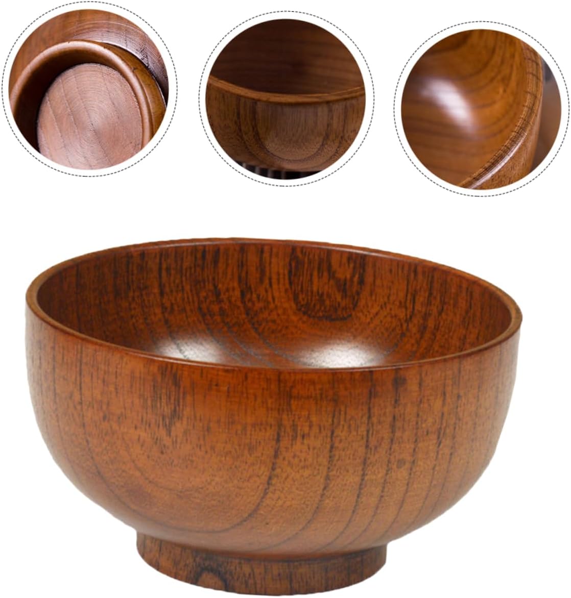 HOMSFOU Tazón de madera Tazón de inmersión Tazón de Cereal Tazones de Inmersión Tazones de Comida Tazón de Ramen Tazón de Sopa Tazón de Bocadillo