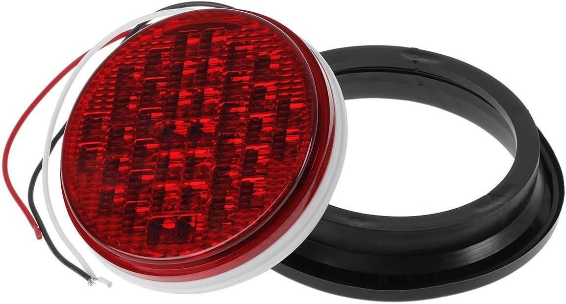 Partsam 2 luces selladas redondas de 4 pulgadas superbrillantes, 40 diodos LED, luces selladas, montaje rojo, montaje de goma para camiones,