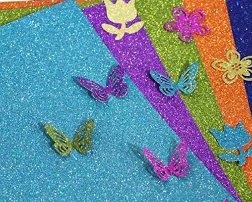 S – Papel de cartulina con purpurina, papeles con purpurina que no se desprende, papel para manualidades y proyectos de bricolaje, papel brillante