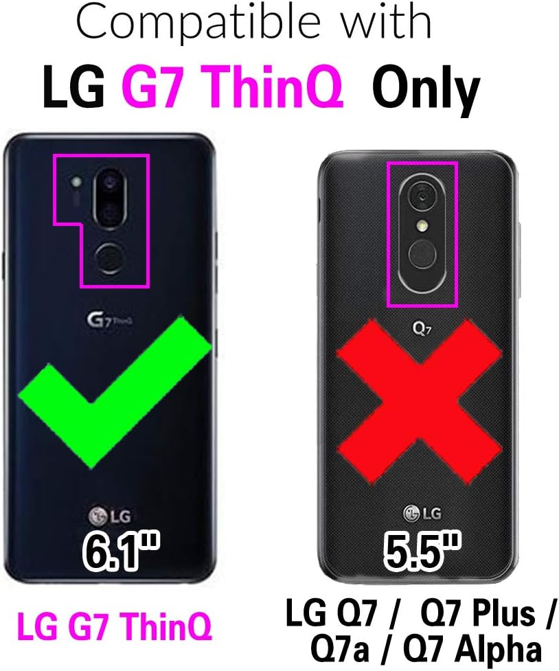 Asuwish Funda de teléfono para LG G7 ThinQ Funda tipo cartera con protector de pantalla y tarjetero abatible Bling Glitter Cell LGG7 One G 7 Plus
