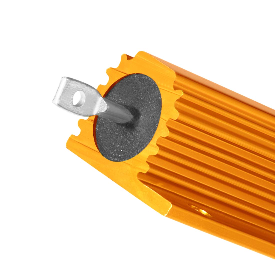 uxcell 2pcs aluminio caso resistor 100W 0.1 ohmios bobinado amarillo para LED reemplazo convertidor 100W 0.1RJ