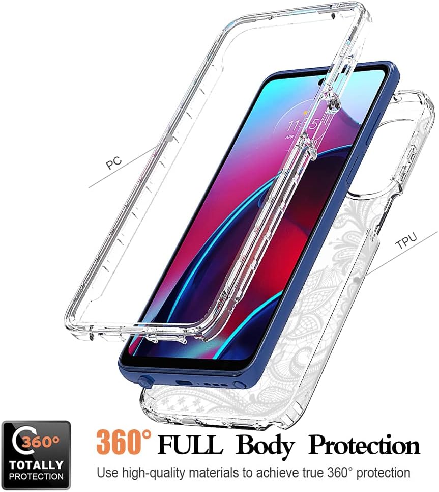 Funda para Moto G Stylus 2022 4G, XT2211 con protector de pantalla de vidrio templado, funda protectora de cuerpo completo con bonito patrón de