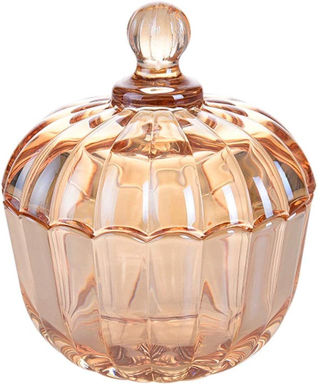 FUYU Tarro de caramelo de cristal de calabaza Caja de aperitivos Tarro de almacenamiento de vidrio con