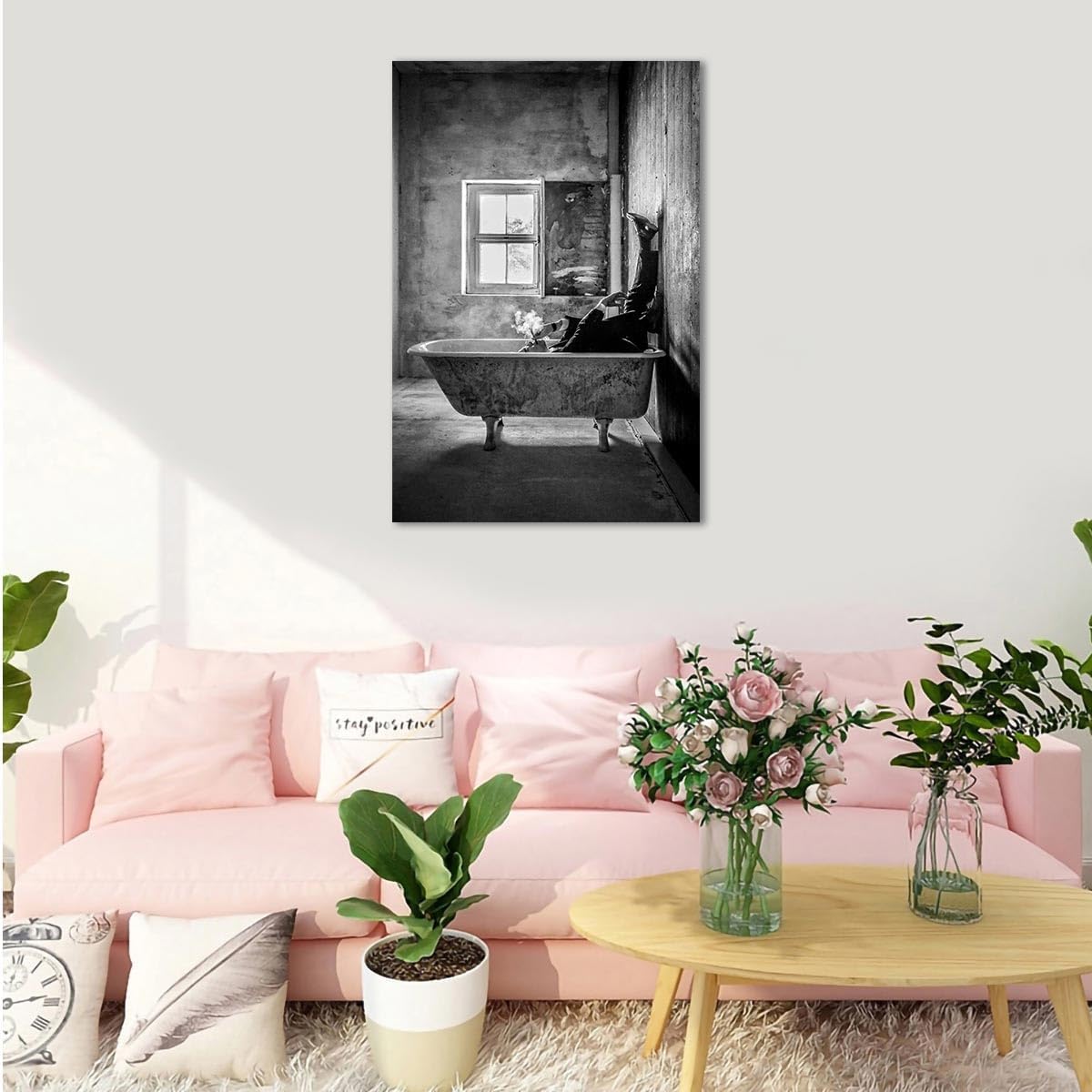 Pósteres artísticos para hombres fumando en la bañera parisina vintage en blanco y negro, impresiones fotográficas en lienzo para decoración de