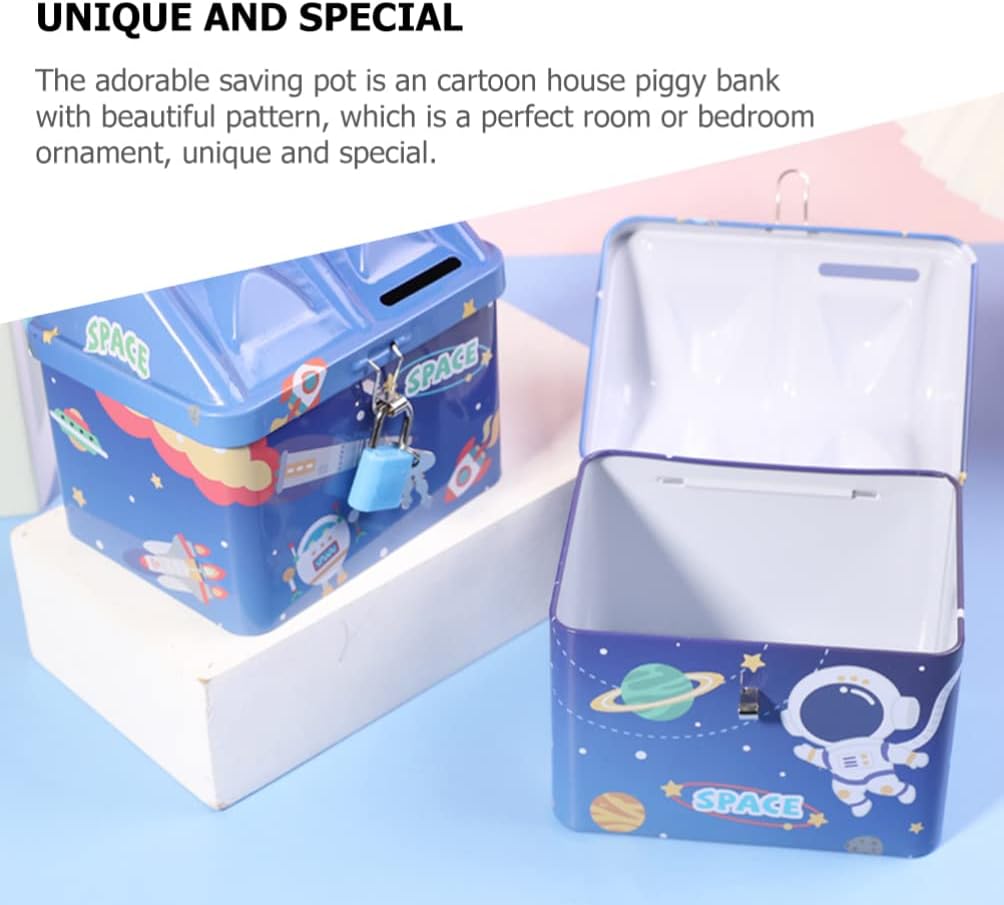 Beavorty Caja de 2 piezas de alcancía para ahorrar dinero, tarro de billetes de lata de dulces de Navidad para niños, tarro de dinero seguro para