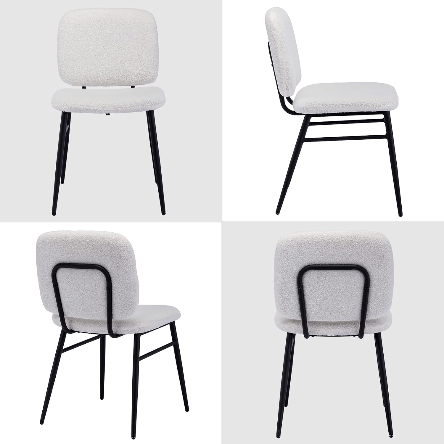DUOMAY Mid-Century – Juego de 4 sillas de comedor modernas, cómodas sillas laterales sin brazos de sherpa con patas de metal para sala de estar,