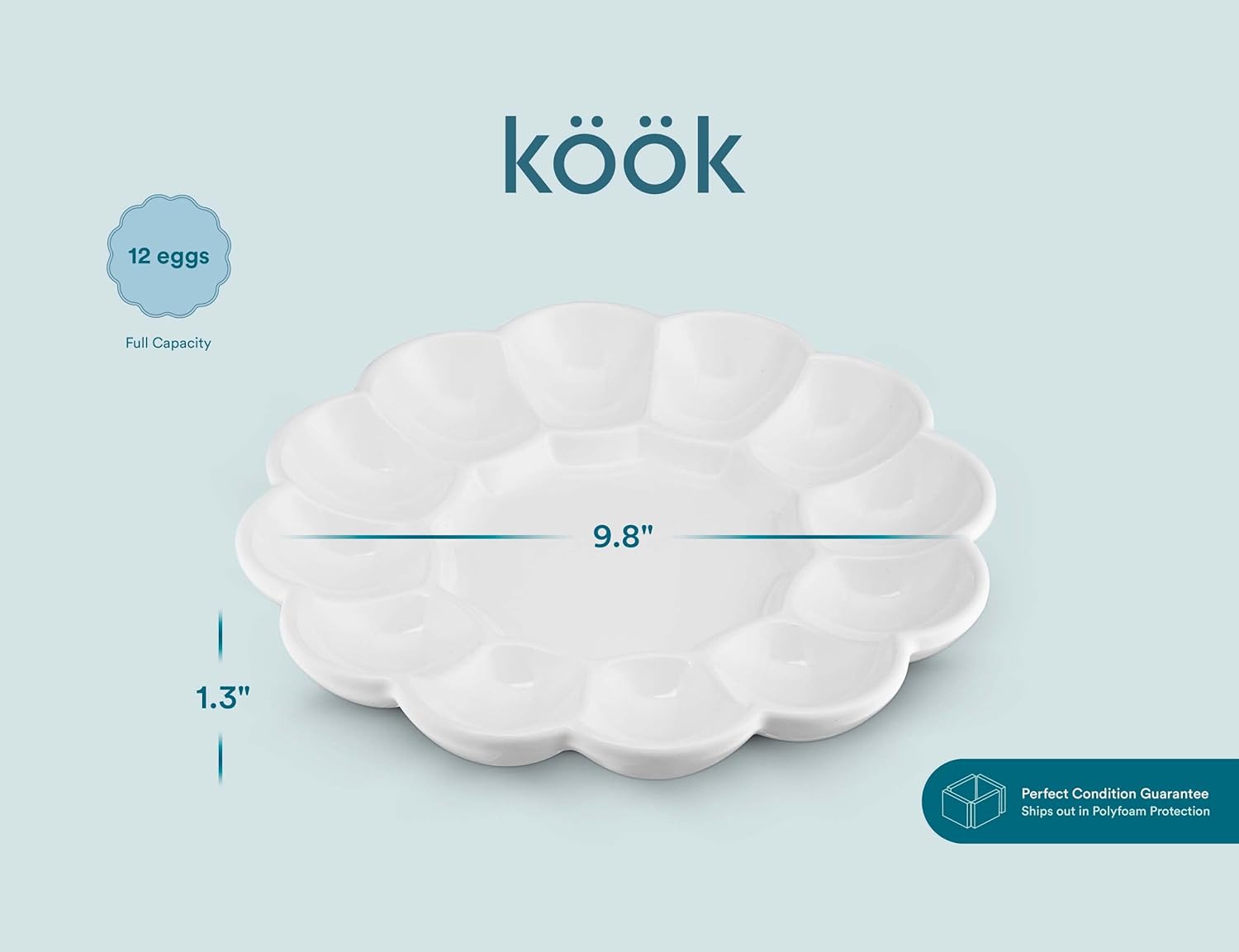 KooK Bandeja para huevos de Pascua, soporte de cerámica para huevos de Pascua, capacidad para 12 huevos, plato de cerámica, soporte para