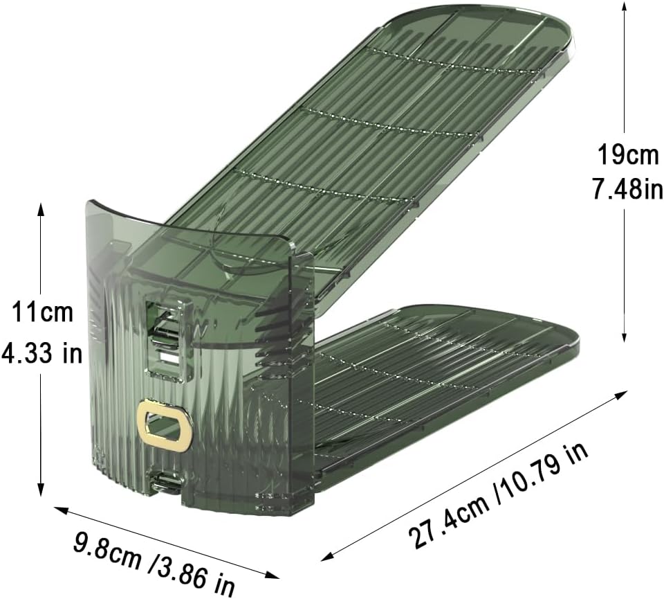 Organizador de ranuras para zapatos, apilador de zapatos ajustable, ahorrador de espacio, material grueso, soporte de doble plataforma para