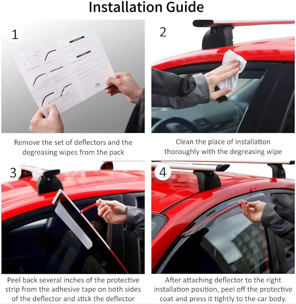 Visor de ventana compatible con Hyundai Santa Fe 2013-2018, protector contra la lluvia, extraduradero, deflector de ventana de ventilación lateral,