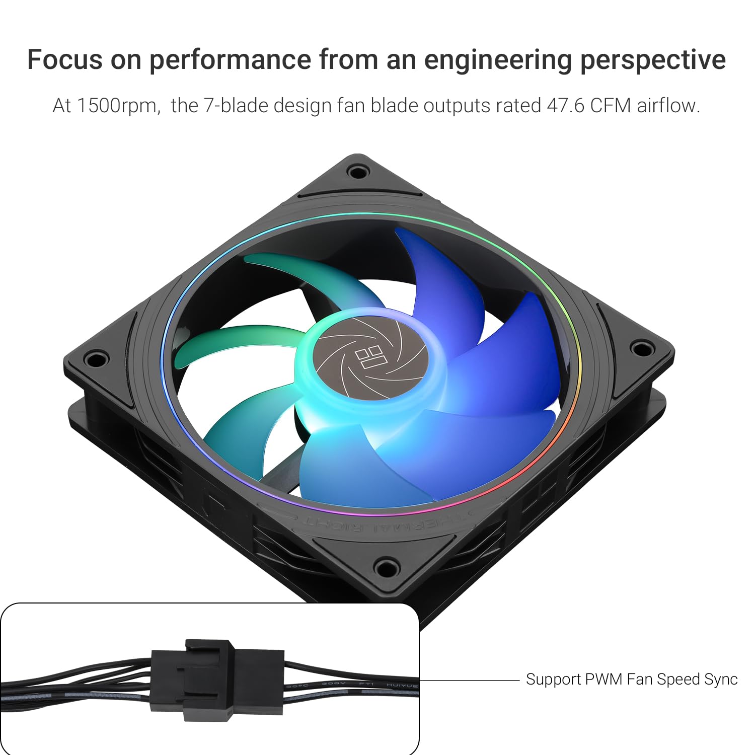 Thermalright TL-S12-S X3 – Ventilador de CPU PWM, efecto de luz de apertura fina, conector PWM de 4 pines con efectos de luz ARGB, ventilador de