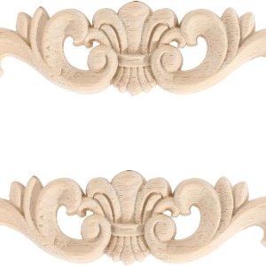 2 apliques de madera largos onlays decorativos de madera, apliques de madera tallada sin pintar para puerta de cama, armario, decoración de muebles 2 apliques de madera largos onlays decorativos de madera, apliques de madera tallada sin pintar para puerta de cama, armario, decoración de muebles