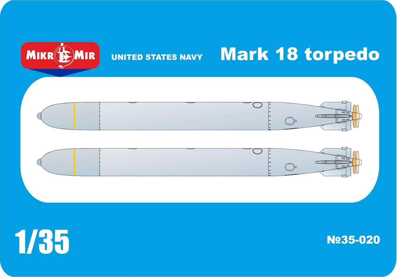 MIKRO MIR 35-020 United States Navy Mark 18 Torpedo 7.008 in 135 Kit de modelo de plástico